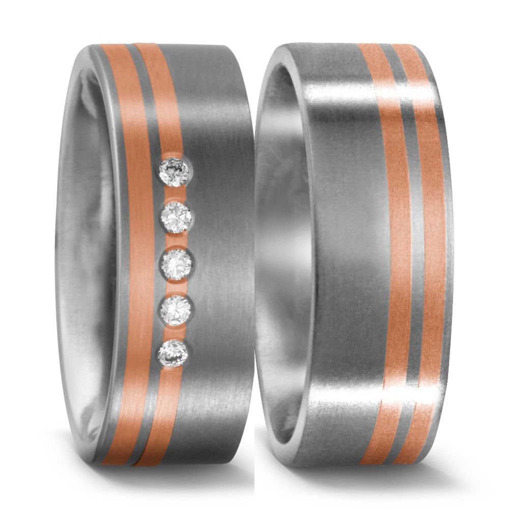 TitanFactory Titan-Rotgold Trauringe/Eheringe 51045/001/005/7203-50958/001/000/7203