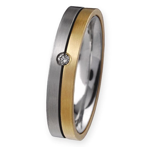 Ernstes Design Trauringe/Eheringe Paar R57-R58 Stahl/750er Gold