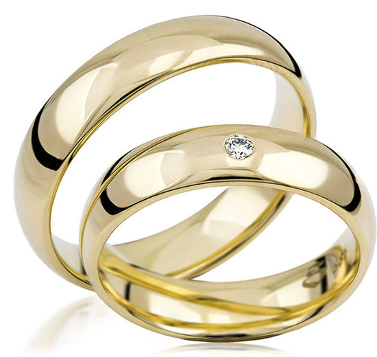 Gelbgold Eheringe in 333, 585, 750 Gold mit / ohne Brillanten