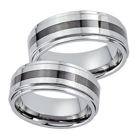 Schwarz Eheringe/Trauringe Tungsten Bicolor 20021