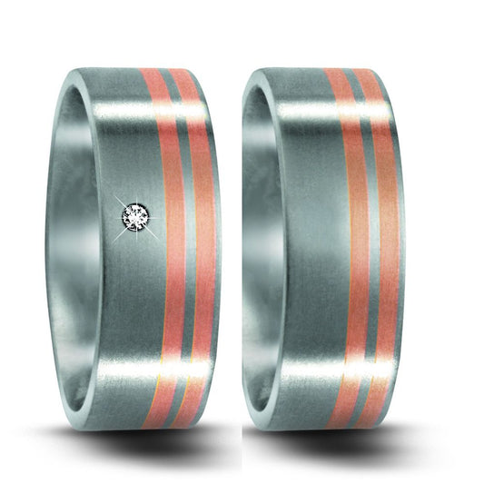 TitanFactory Edelstahl-Rotgold Eheringe 50958/001/003/7103-50958/001/000/7103