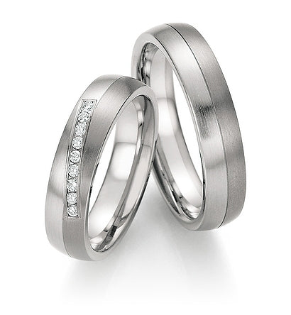 Nowotny Collection Ruesch Trauringe/Eheringe Whitestyle Steel Titan Brillant 68/06110-050-68/06120-050