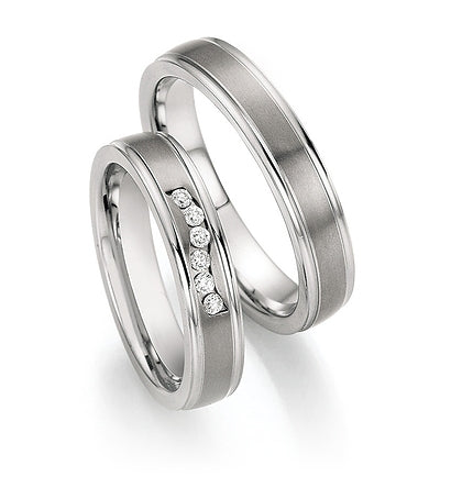 Nowotny Collection Ruesch Trauringe/Eheringe Whitestyle Steel Titan Brillant 68/06130-045-68/06140-045