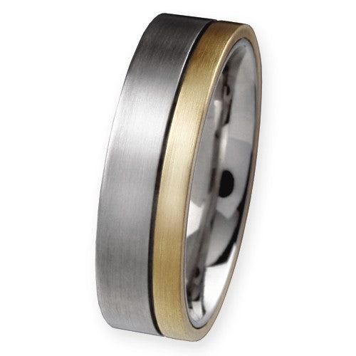 Ernstes Design Trauringe/Eheringe Paar R51-R52 Stahl/750er Gold