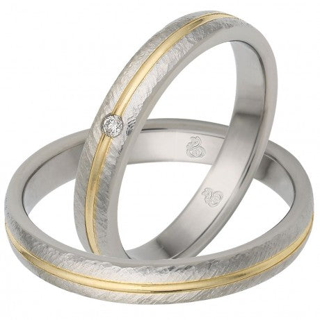 Rauschmayer Eheringe/Trauringe Gold in Stahl 5th. Bicolor 11-60090/10-60090