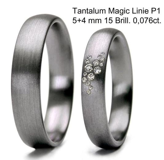 Tantalum Magic Trauringe/Eheringe Tantal Linie P1 15 Brill. 0,076ct.