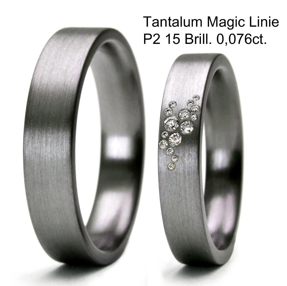 Tantalum Magic Tantal Eheringe Linie P2 15 Brill. 0,076ct.