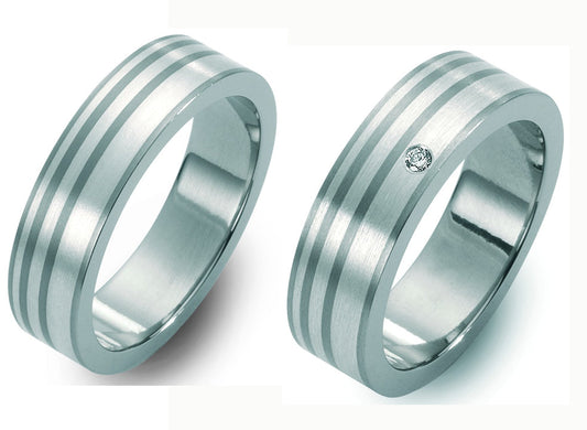 TitanFactory Titan-Silber Trauringe/Eheringe 51222/001/002/9202-51222/001/000/9202